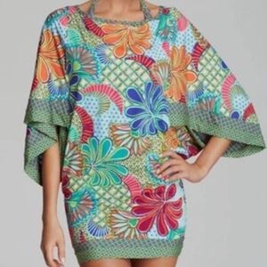 Trina Turk "Zanzibar" Bright Abstract Floral Swim Cover-up NWT